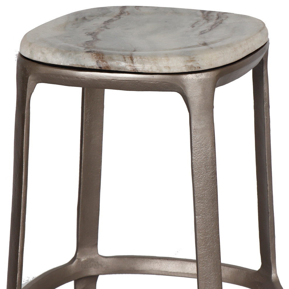 Marbelle Alfie Marble Counter Stool Toronto Sand/Antique Nickel Finish