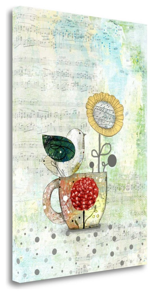 "Bird On A Tea Cup" By Sarah Ogren, Giclee Print on Gallery Wrap Canvas
