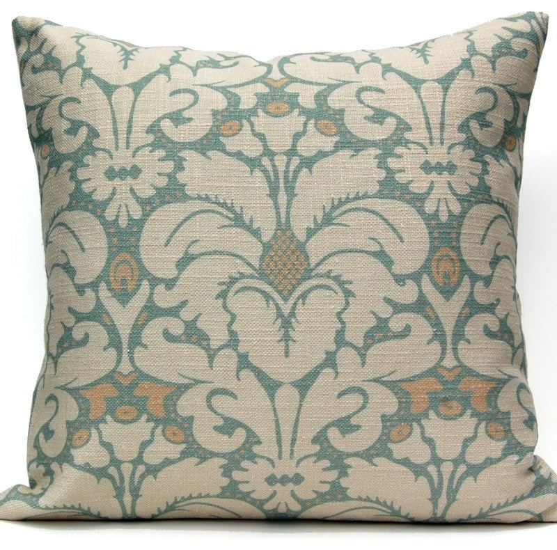 Plumes Damask Pillow, Oyster Bay