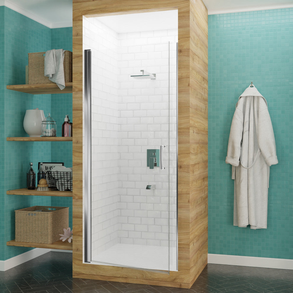 ANZZI Lancer Semi-Frameless Hinged Shower Door, Polished Chrome, 23" X 72"