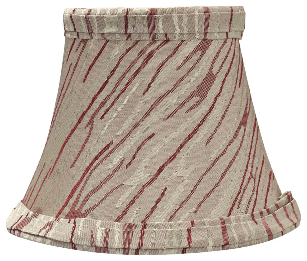 30006-2 Bell Chandelier Clip On Lamp Shade Off White & Red Striping 3"x5"x4"