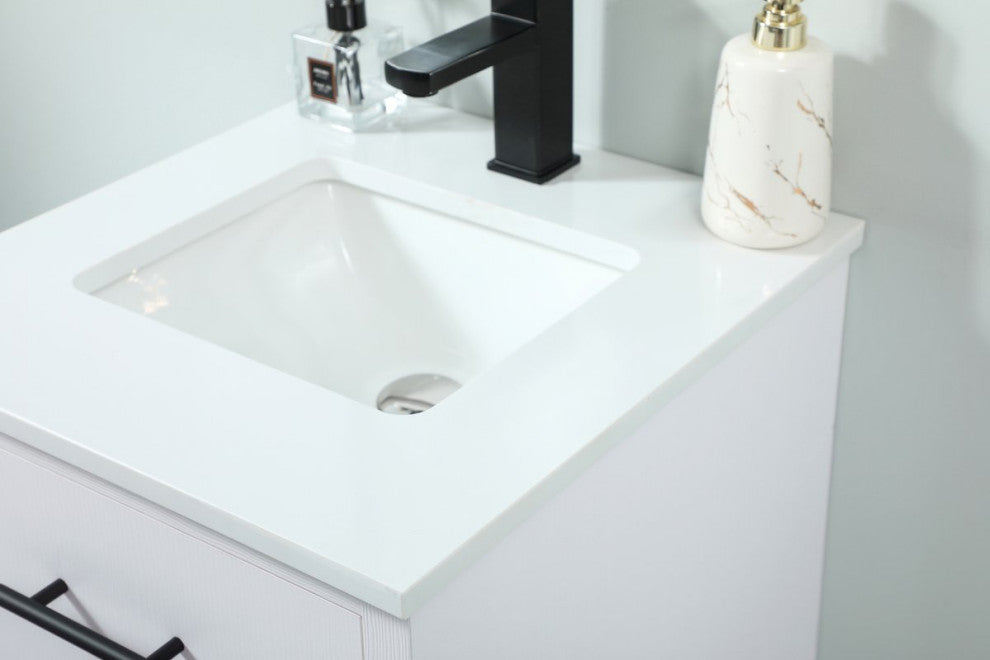 Home Living 19" Midcentury Modern White-Light Bathroom Vanity