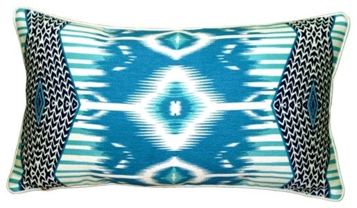 Electric Ikat 15x27 Throw Pillow, Teal
