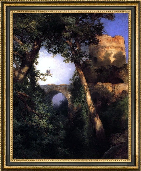Thomas Moran Two Owls Framed Premium Canvas Print, 16"x20"