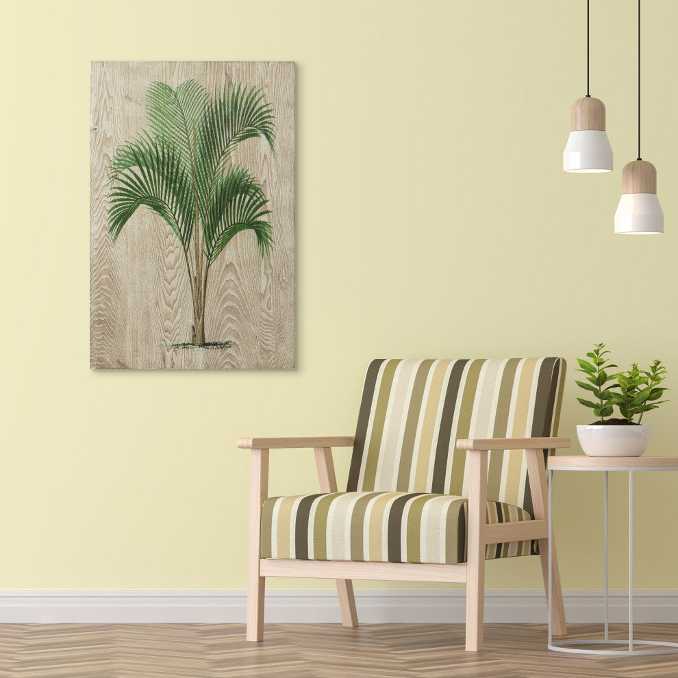 Coastal Palm Fine Giclee Printed on Hand Finished Ash Wood Wall Art, Diptych Set