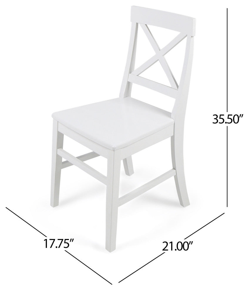 GDF Studio Truda Farmhouse Acacia Wood Dining Chairs, Set of 2, White