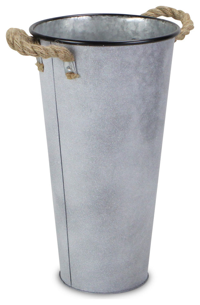 Rope Handle French Metal Planter, 27.5", 17"