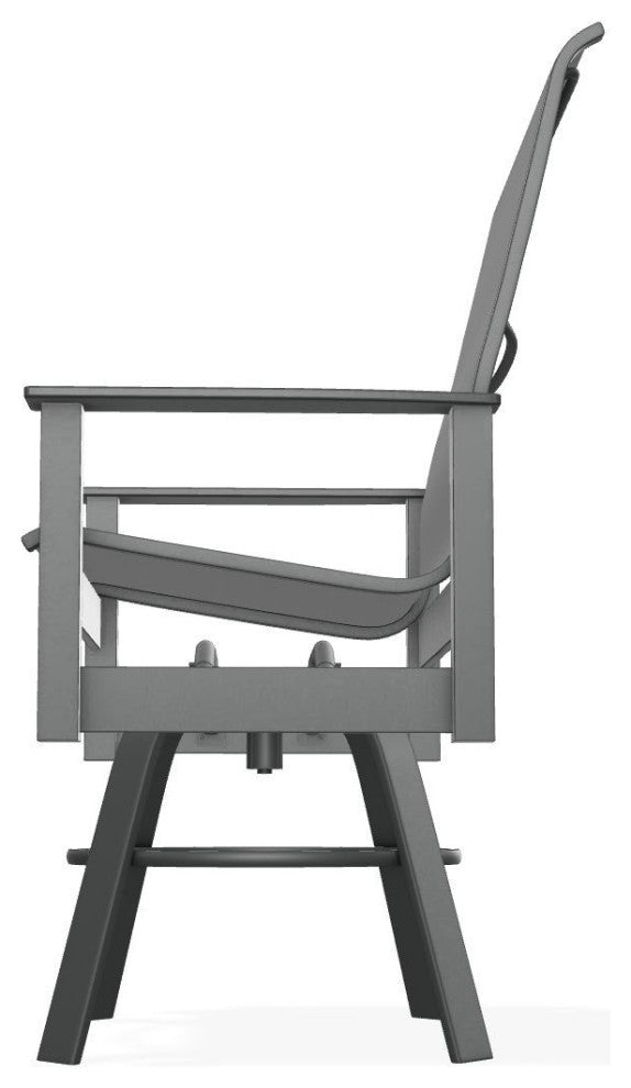 Leeward Sling Balcony Height Outdoor Swivel Armchair, Titanium/Graphite