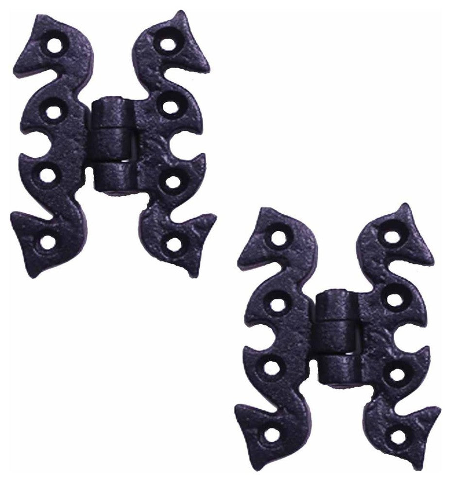 2 Pcs Black Butterfly Flush Cabinet Door Hinges Wrought Iron Hinges For Doors