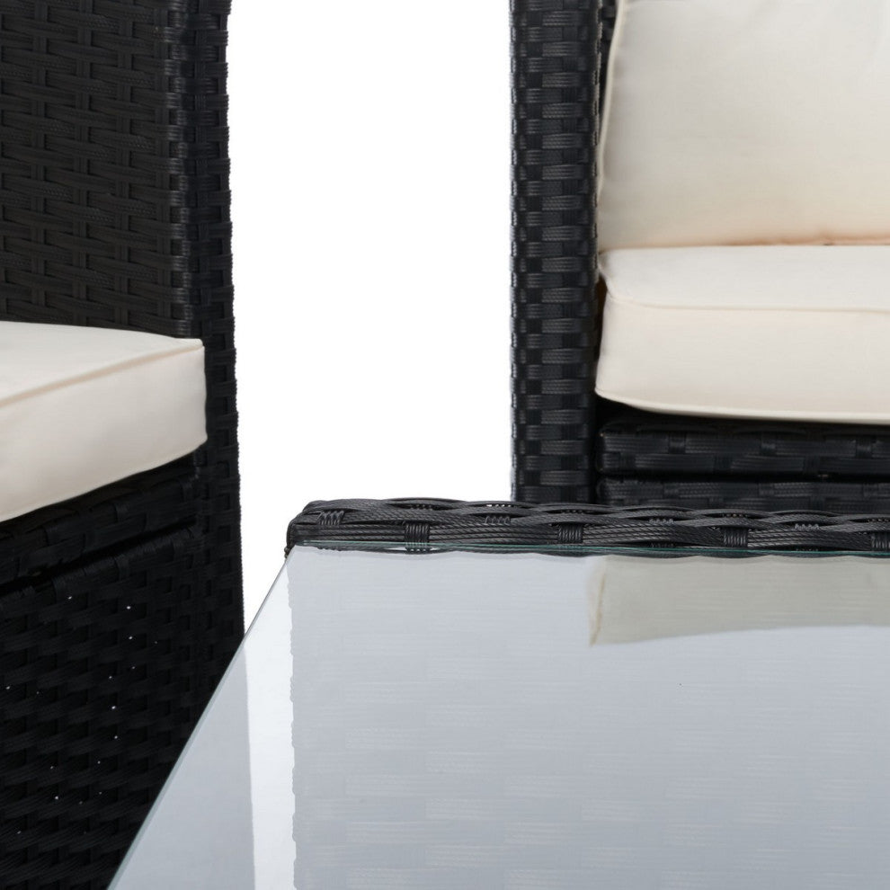 Safavieh Outdoor Vellor 4 Piece Living Set Black / Light Grey