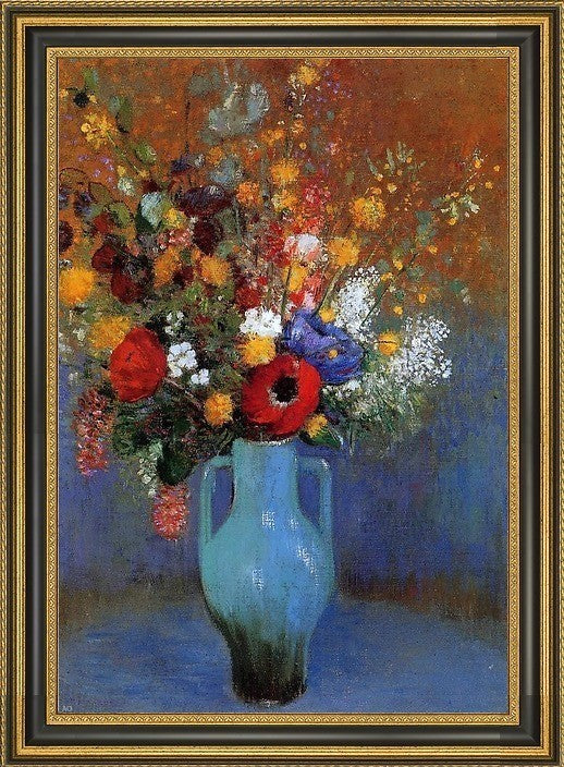 Odilon Redon Bouquet of Wild Flowers Framed Premium Canvas Print, 16"x24"