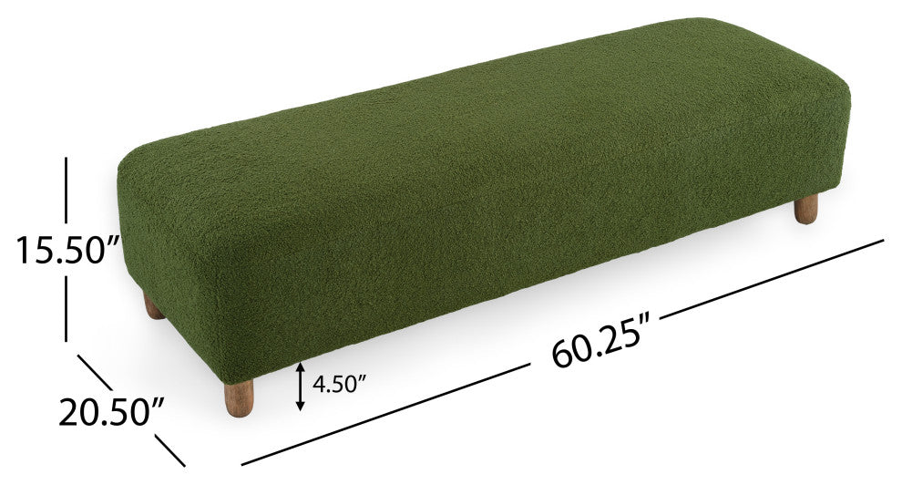 GDF Studio Rectangle Upholstered Fabric Ottoman, Wood Frame