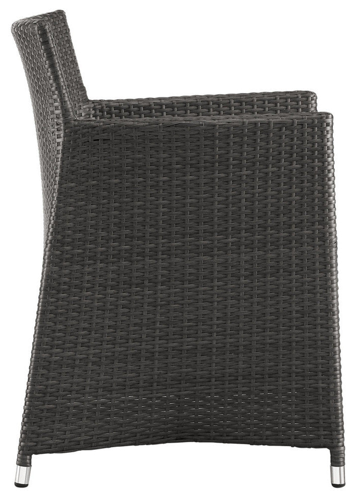 Modern Urban Contemporary Set of 9 Outdoor Patio Dining Set, Brown White Plastic