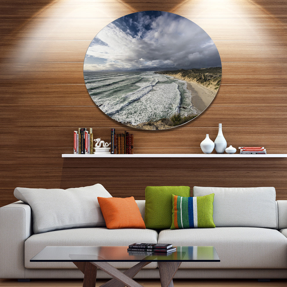 Stunning South Africa Sea Coast, Seashore Large Disc Metal Artwork, 36"