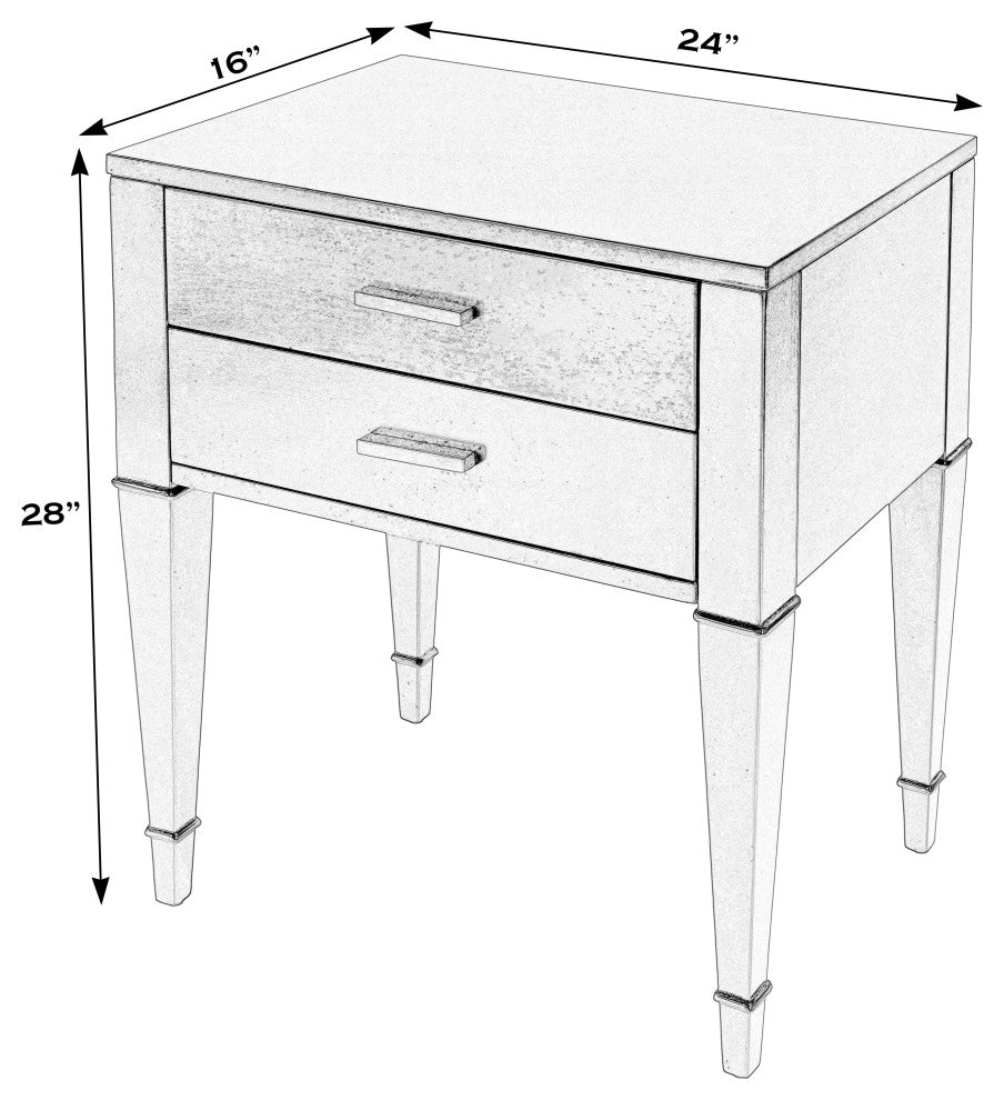 Kai 2 Drawer Burl Wood End Table, Cherry Brown