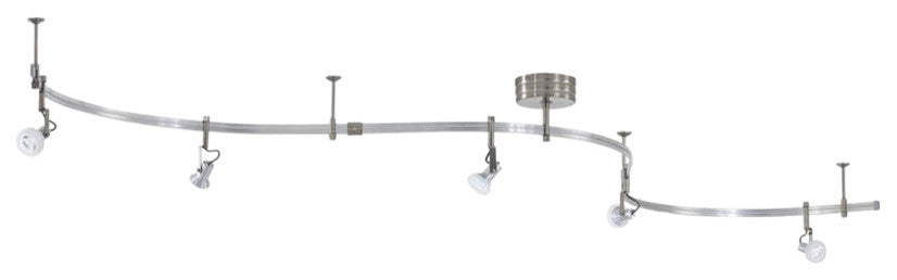Gk Lightrail 5-Light LED Monorail Kit, Brushed Nickel With Frosted Glass