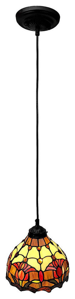 Tiffany Style Tulips Mini Pendant Lamp 8" Wide