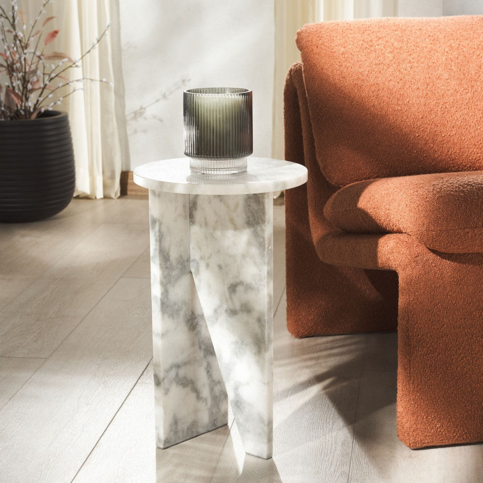 Safavieh Couture Devlin Marble Drink Table, White