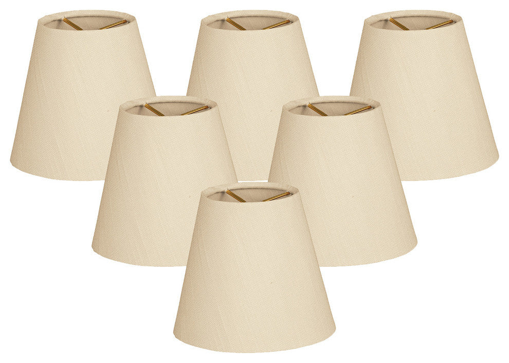 5" Hardback Empire Beige Chandelier Lampshade, Beige, Set of 6