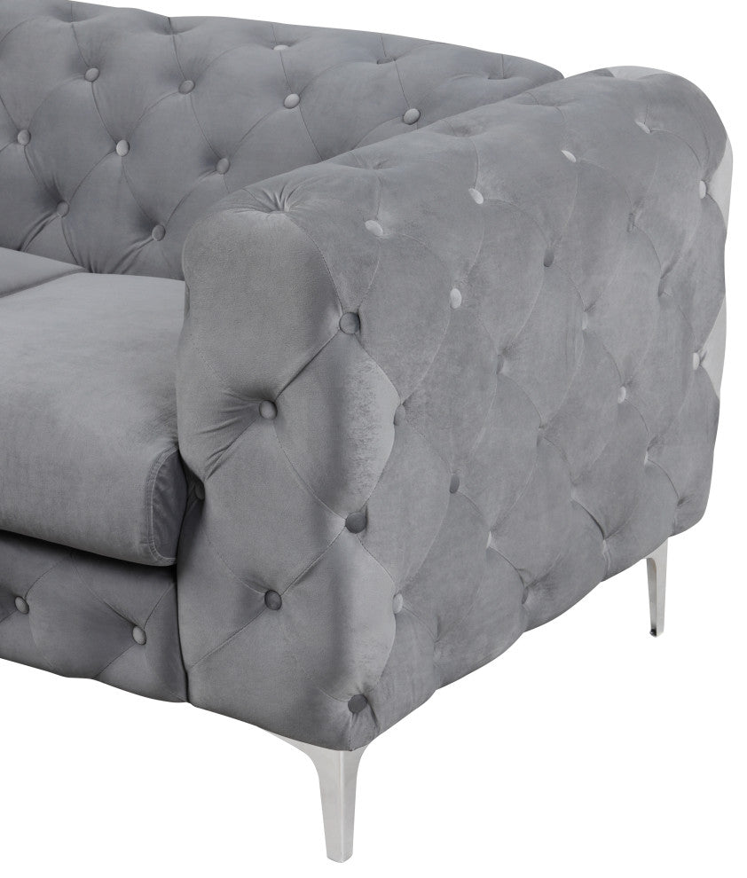 Julissa 4 Piece Velvet Living Room Set UFE, Gray