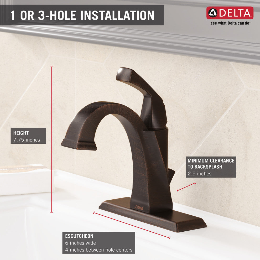 Delta Dryden Single Handle Bathroom Faucet, Venetian Bronze, 551-RB-DST