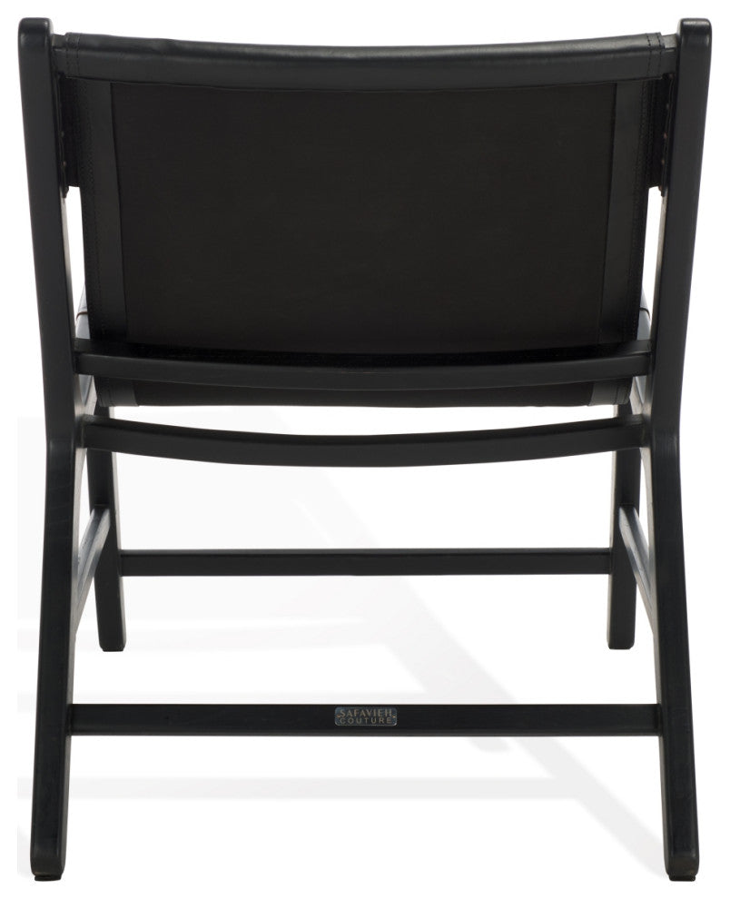 Safavieh Couture Alanarose Leather Accent Chair, Black