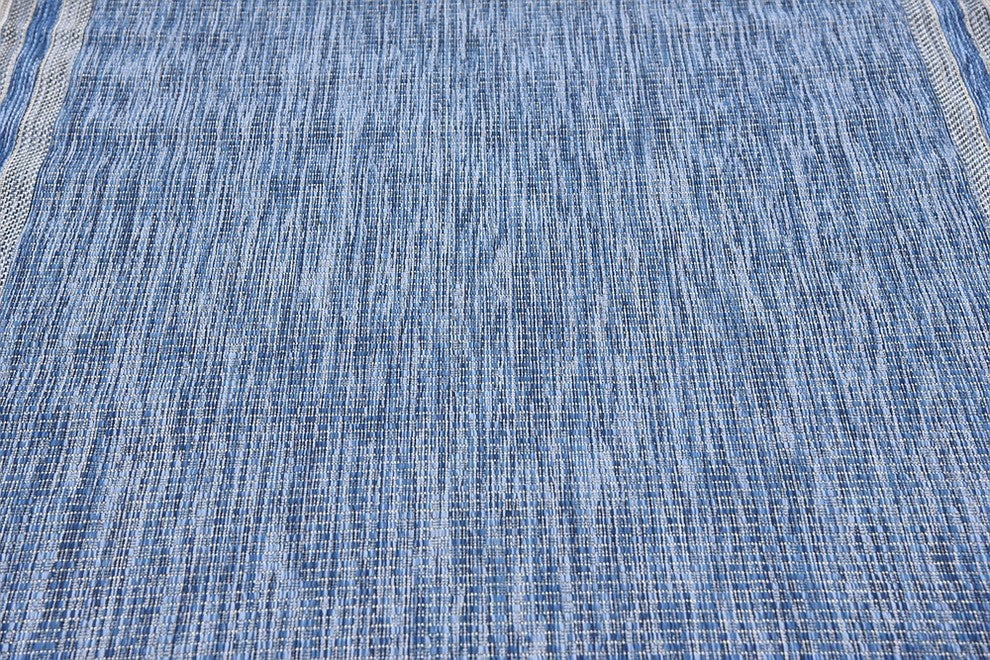 Unique Loom Blue Soft Border Outdoor 5' 0 x 8' 0 Area Rug