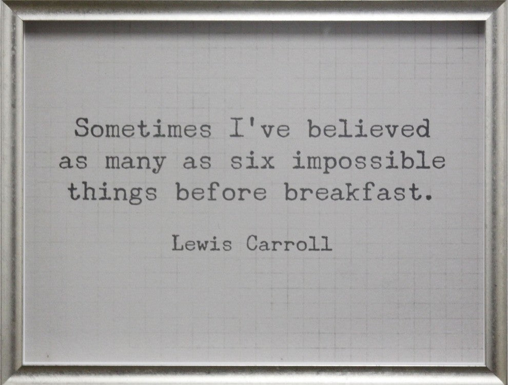 Carroll Impossible Things Quote, Underwood On Grid Background