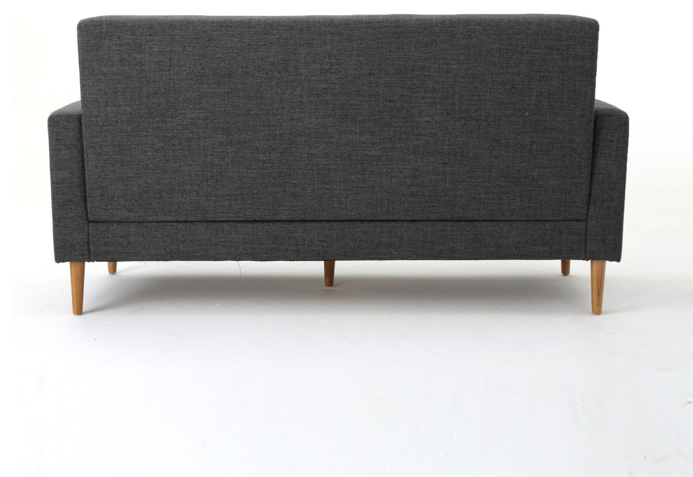 GDF Studio Stratford Mid Century Modern Fabric 3-Seat Sofa, Gray