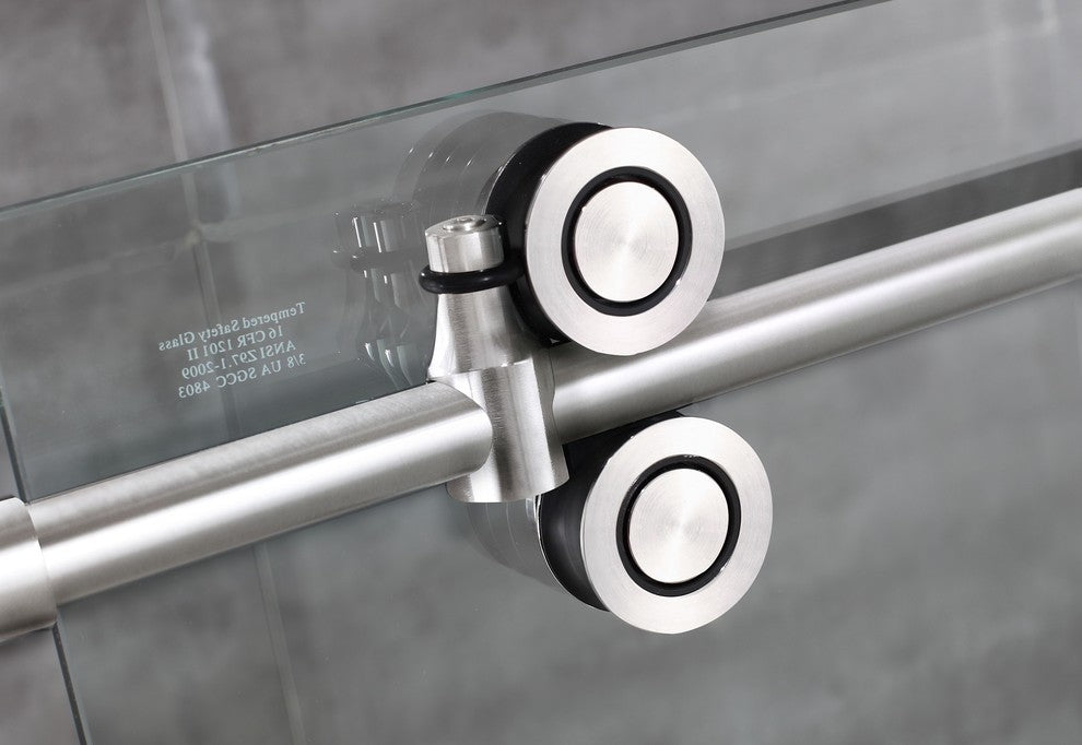 Langham 48"x77.5" Completely Frameless Sliding Shower Door Right Base, Stainless