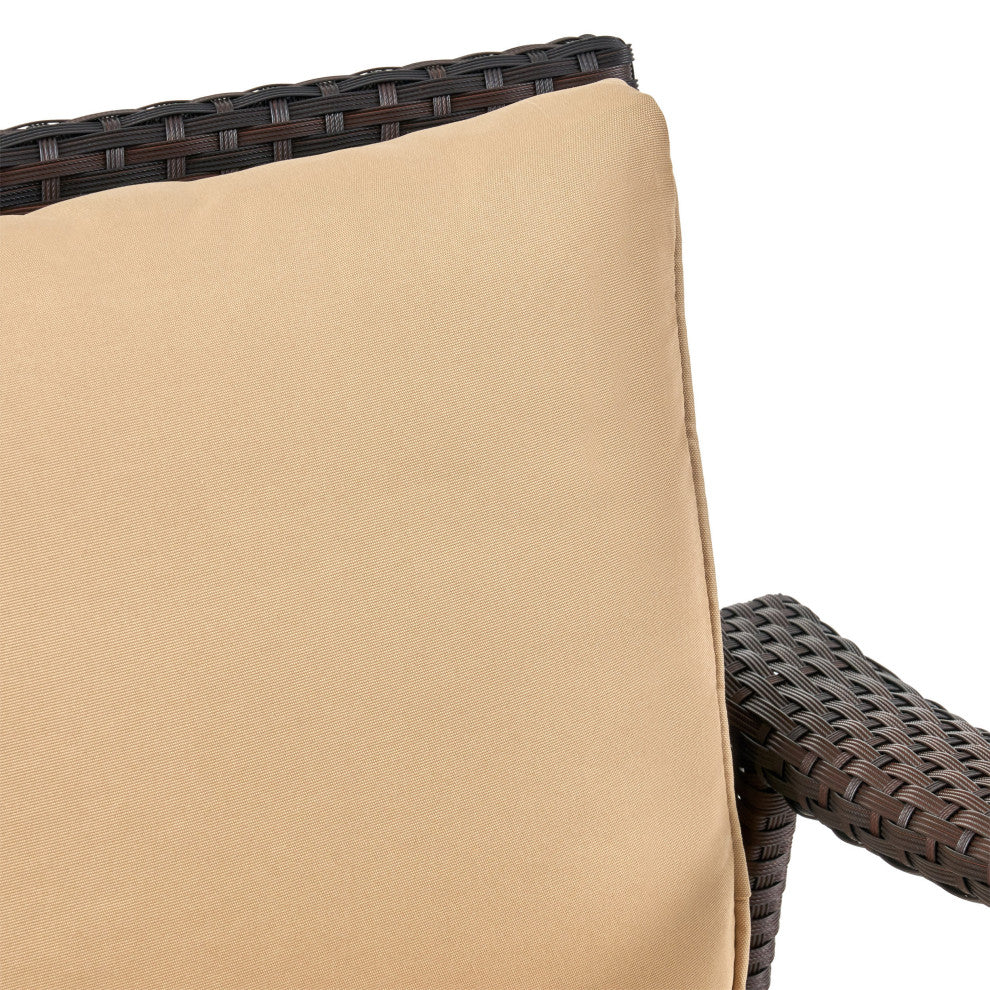 GDF Studio 8-Piece Voyage Outdoor Brown Wicker Seating Set