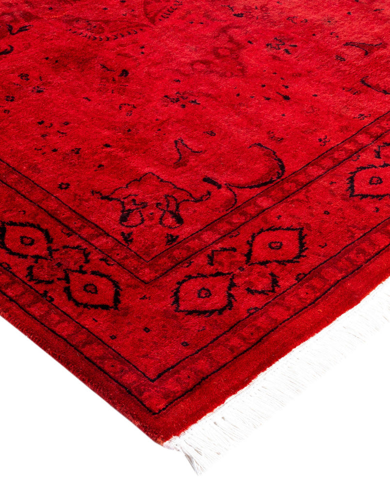 Overdyed One-of-a-Kind Hand-Knotted Area Rug Red, 3' 2" x 5' 3"