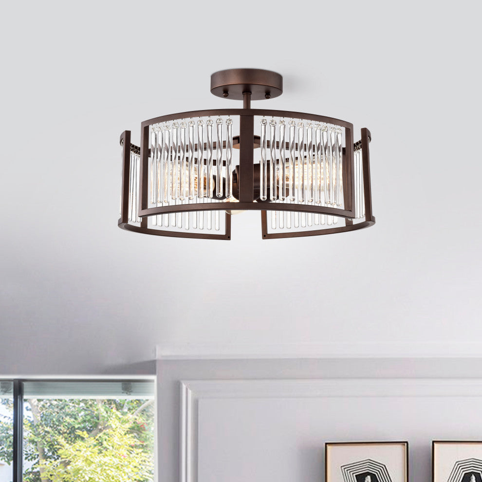 CHLOE Lighting FREY Transitional 3-Light Oil Rubbed Bronze Semi-Flush Fixture
