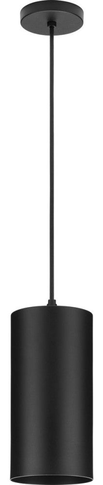 Cylinder 6" 1-Light LED Modern Outdoor Pendant Hanging Light, Black