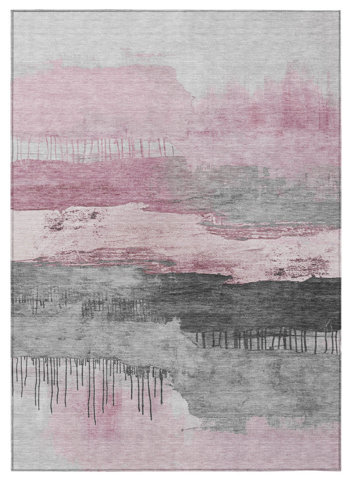 Machine Washable Indoor/Outdoor Chantille ACN1880 Pink 9' x 12' Rug