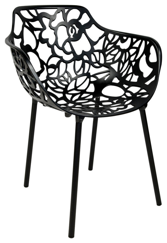 Leisuremod Modern Devon Aluminum Chair With Arm, Black