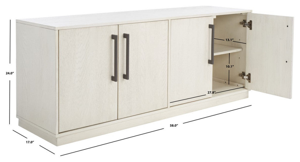 Safavieh Couture Mallory 4 Door Media Stand, White Wash