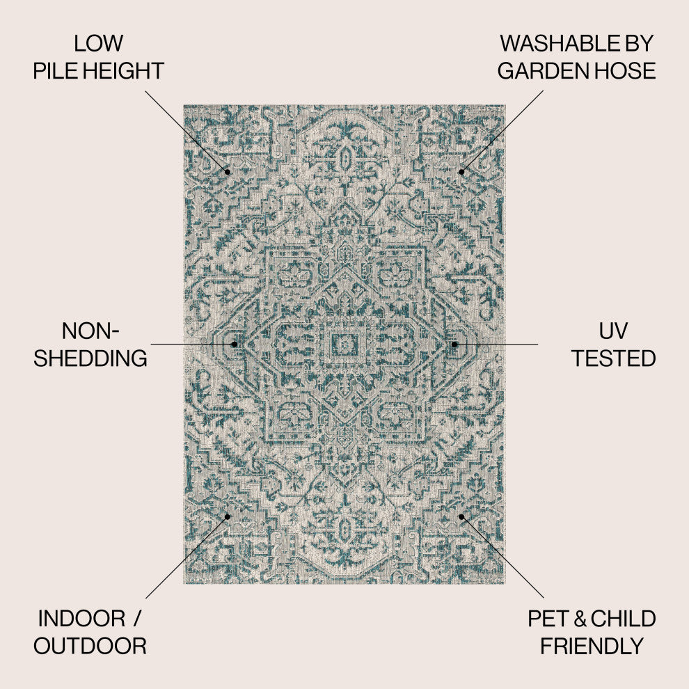 Estrella Bohemian Medallion Textured Weave Indoor/Outdoor Area Rug