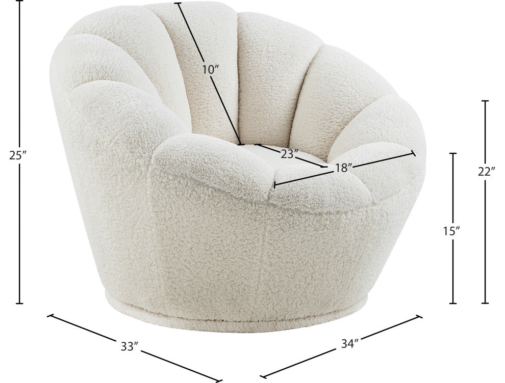 Dream White Faux Sheepskin Fur Swivel Accent Chair