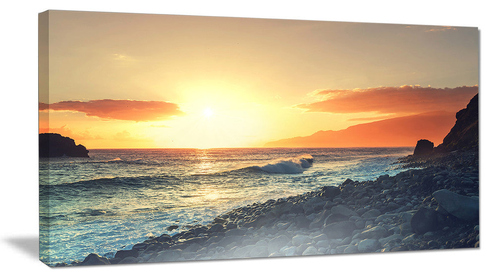 "Madeira Coast With Blue Waters" Seashore Canvas Print, 40"x20"
