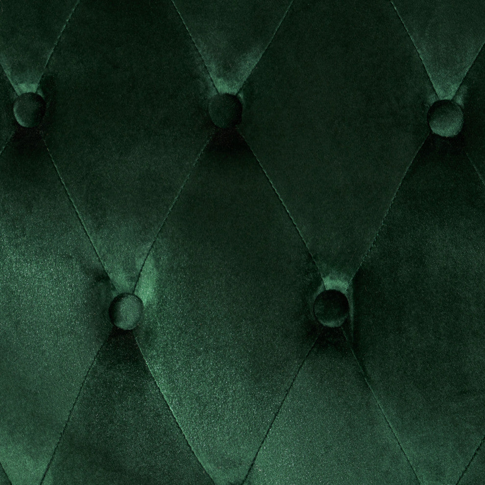 GDF Studio Leah Traditional Tufted High Winged Back New Velvet Loveseat, Emerald