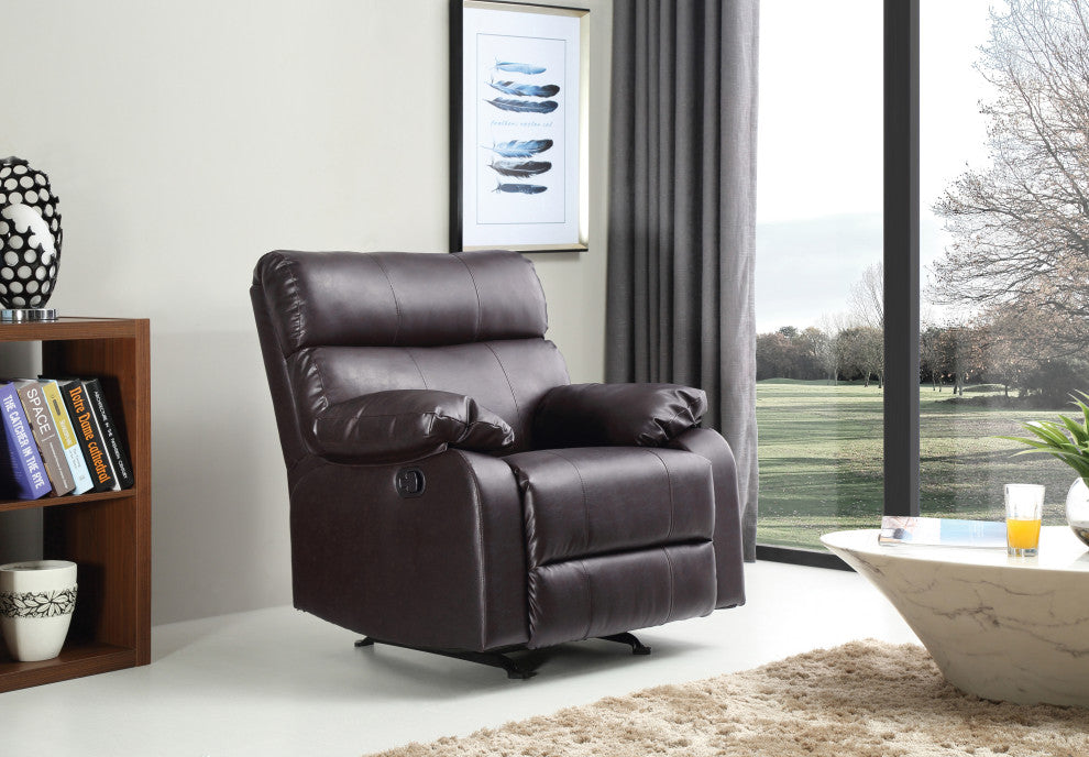 Clarke Rocker Recliner, Brown/Faux Leather