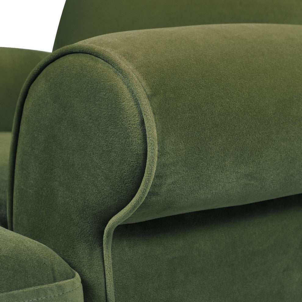 Alana 38" Lawson Accent Arm Chair, Metal Casters, Olive Green Performance Velvet