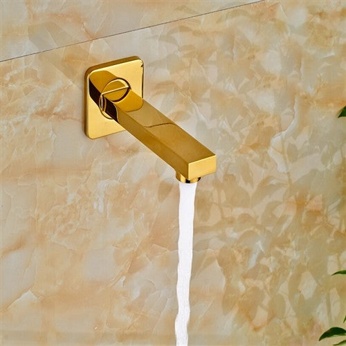 Gold Wall Mount Shower Set With Handheld Shower Head and Tub Faucet Spout