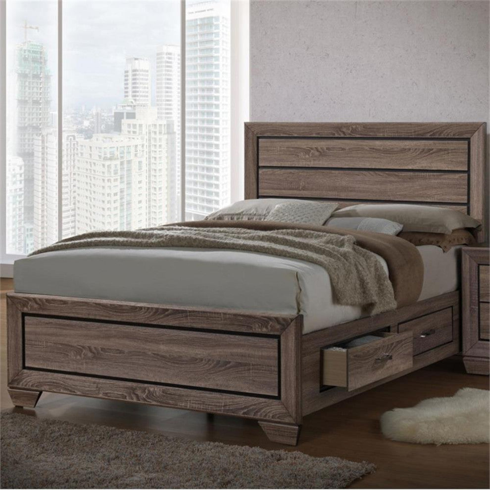 Coaster Kauffman Wood California King Storage Bed Washed Taupe