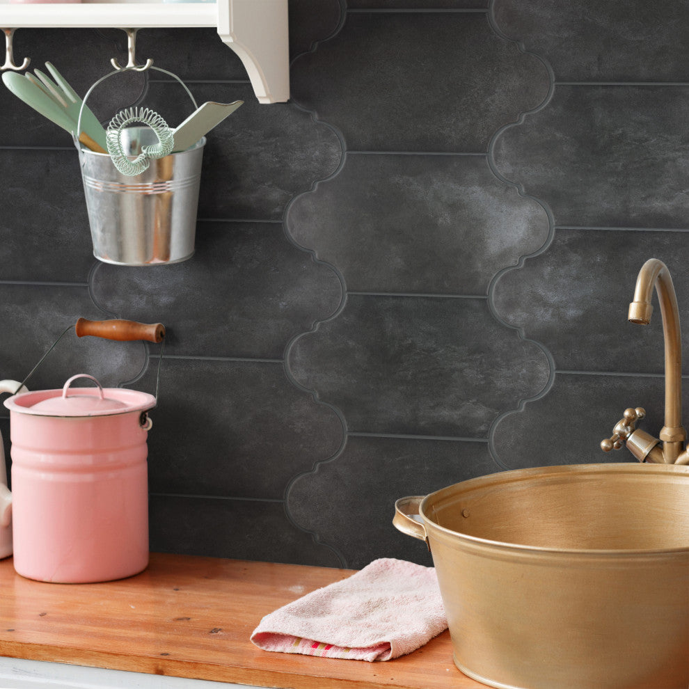 Alhama Provenzal Porcelain Floor and Wall Tile, Black