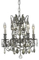 Elegant Rosalia Dining Room Light, Pewter Finish With Royal Cut Crystal