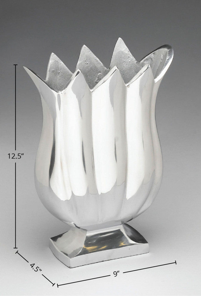 Brunswick 13" Metal Vase, Polished aluminum