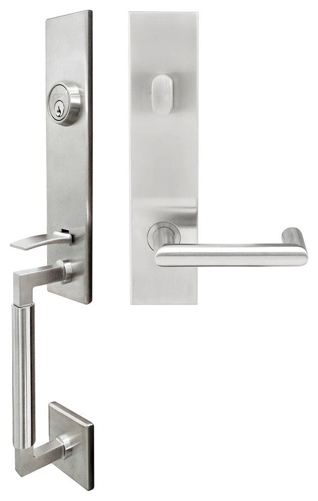 Stuttgart Lever, Tubular Entry Handleset, Satin Stainless Steel, Left Hand Rever