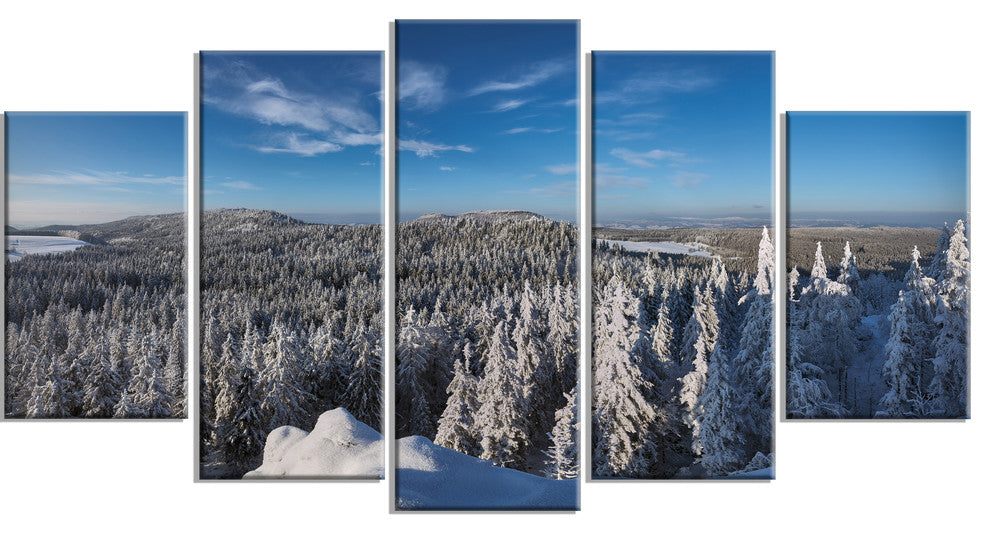 "Gory Stolowe From Szczeliniec Mountains" Landscape Wall Art, 5 Panels, 60"x32"